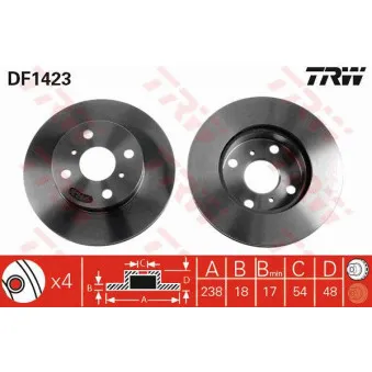 Jeu de 2 disques de frein avant TRW DF1423