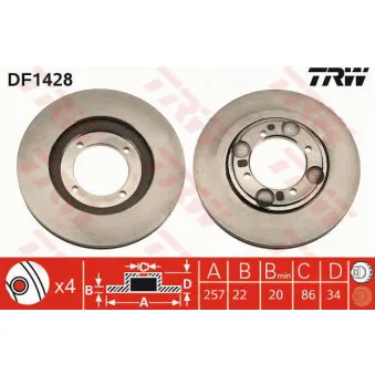TRW DF1428 - Jeu de 2 disques de frein avant