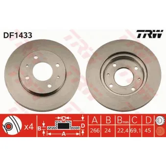 TRW DF1433 - Jeu de 2 disques de frein avant
