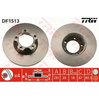 TRW DF1513 - Jeu de 2 disques de frein avant
