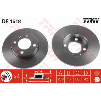 Jeu de 2 disques de frein avant TRW OEM 8DD 355 100-051