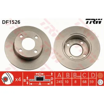 TRW DF1526 - Jeu de 2 disques de frein arrière