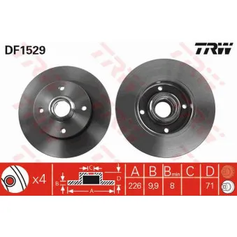 Jeu de 2 disques de frein arrière TRW OEM 61-00-0922