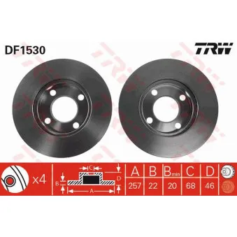 TRW DF1530 - Jeu de 2 disques de frein avant