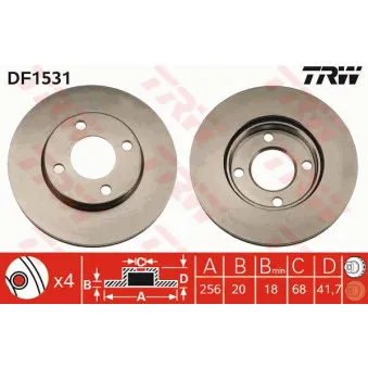 TRW DF1531 - Jeu de 2 disques de frein avant