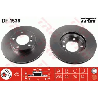Jeu de 2 disques de frein avant TRW DF1538