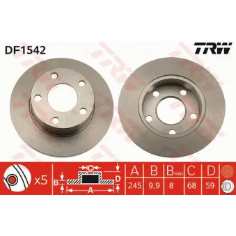 TRW DF1542 - Jeu de 2 disques de frein arrière