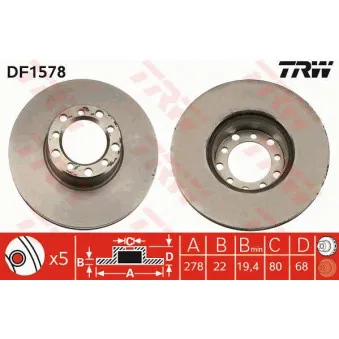 Jeu de 2 disques de frein avant TRW DF1578