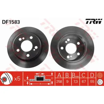 Jeu de 2 disques de frein arrière TRW OEM 24.0309-0120.1