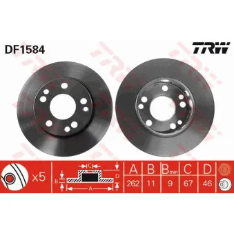 TRW DF1584 - Jeu de 2 disques de frein avant