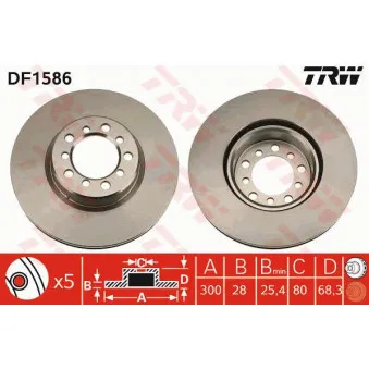 TRW DF1586 - Jeu de 2 disques de frein avant