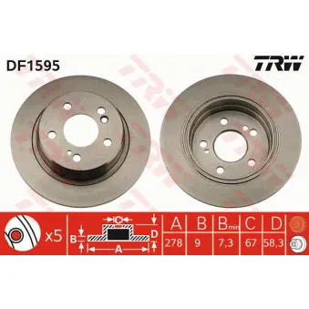 TRW DF1595 - Jeu de 2 disques de frein arrière