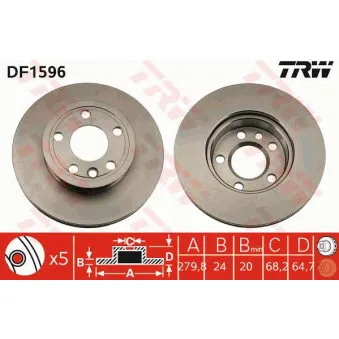 TRW DF1596 - Jeu de 2 disques de frein avant