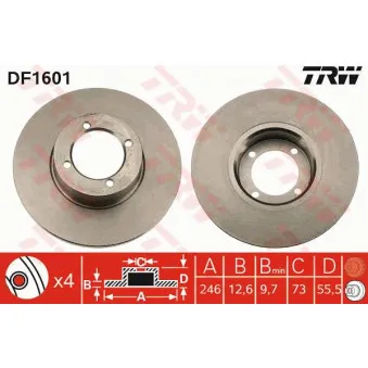 TRW DF1601 - Jeu de 2 disques de frein avant