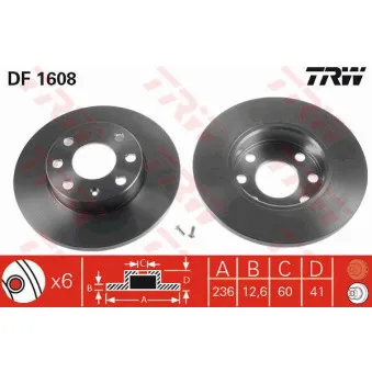 Jeu de 2 disques de frein avant TRW OEM DDF116C-1