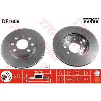 Jeu de 2 disques de frein avant TRW DF1609