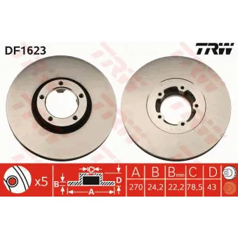 TRW DF1623 - Jeu de 2 disques de frein avant