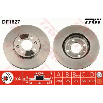 Jeu de 2 disques de frein avant TRW DF1627