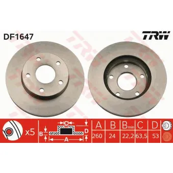 Jeu de 2 disques de frein avant TRW OEM 24.0124-0121.1