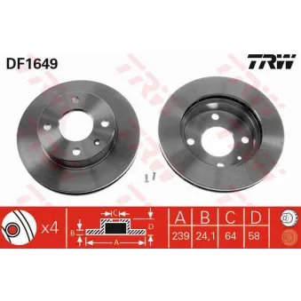 Jeu de 2 disques de frein avant TRW OEM DDF183