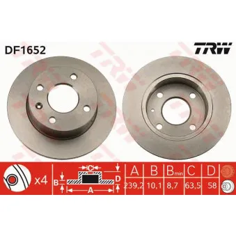 TRW DF1652 - Jeu de 2 disques de frein avant