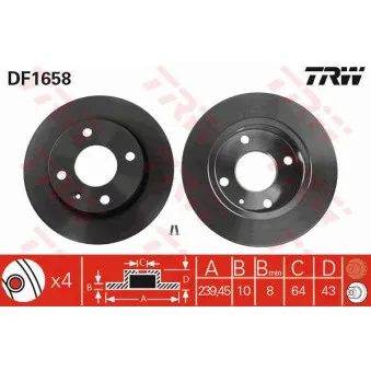 TRW DF1658 - Jeu de 2 disques de frein avant