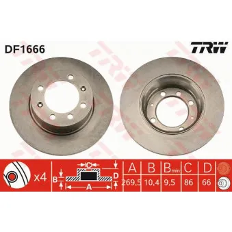 TRW DF1666 - Jeu de 2 disques de frein arrière