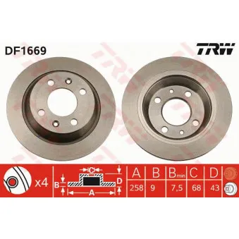 TRW DF1669 - Jeu de 2 disques de frein arrière