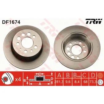 TRW DF1674 - Jeu de 2 disques de frein arrière