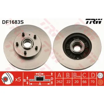 Jeu de 2 disques de frein avant TRW OEM 1329635