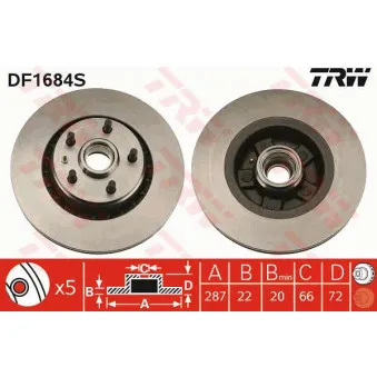 TRW DF1684S - Jeu de 2 disques de frein avant