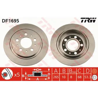 Jeu de 2 disques de frein arrière TRW OEM 1359290