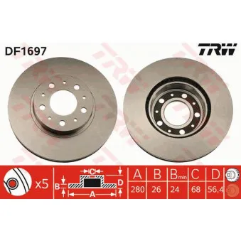 Jeu de 2 disques de frein avant TRW OEM 24.0126-0105.1