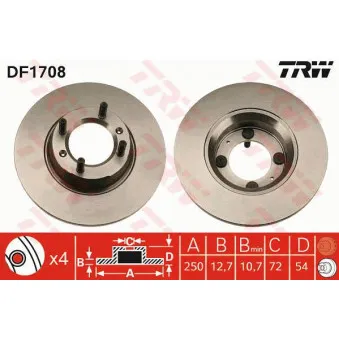 TRW DF1708 - Jeu de 2 disques de frein avant