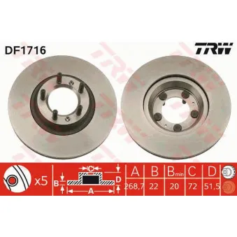 Jeu de 2 disques de frein avant TRW DF1716