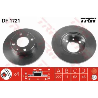 TRW DF1721 - Jeu de 2 disques de frein avant