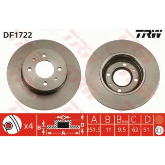 TRW DF1722 - Jeu de 2 disques de frein avant