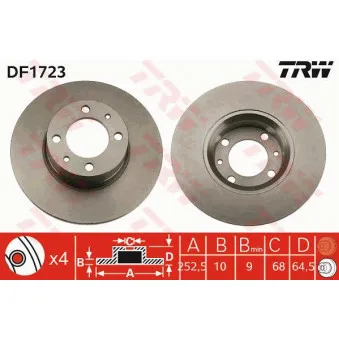 Jeu de 2 disques de frein avant TRW DF1723