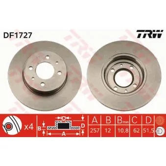 TRW DF1727 - Jeu de 2 disques de frein avant