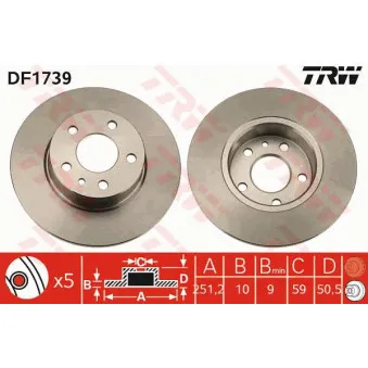 Jeu de 2 disques de frein arrière TRW DF1739