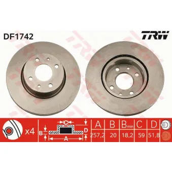 TRW DF1742 - Jeu de 2 disques de frein avant