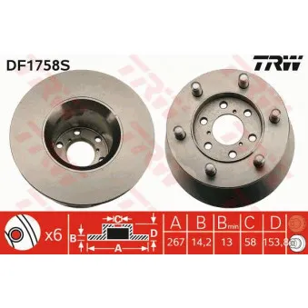 TRW DF1758S - Jeu de 2 disques de frein avant