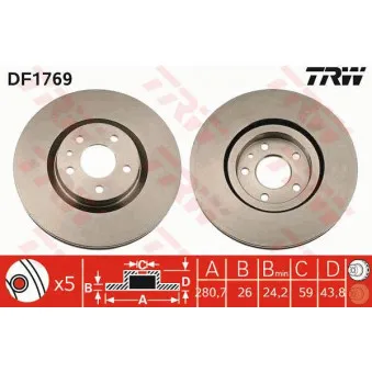 TRW DF1769 - Jeu de 2 disques de frein avant
