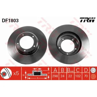 TRW DF1803 - Jeu de 2 disques de frein avant