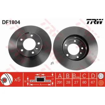 Jeu de 2 disques de frein avant TRW DF1804