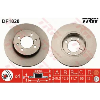 TRW DF1828 - Jeu de 2 disques de frein avant