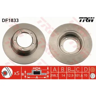 TRW DF1833 - Jeu de 2 disques de frein avant