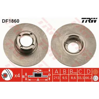 TRW DF1860 - Jeu de 2 disques de frein avant