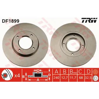 Jeu de 2 disques de frein avant TRW OEM NAM4157