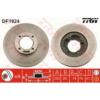 TRW DF1924 - Jeu de 2 disques de frein avant